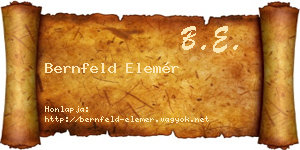 Bernfeld Elemér névjegykártya